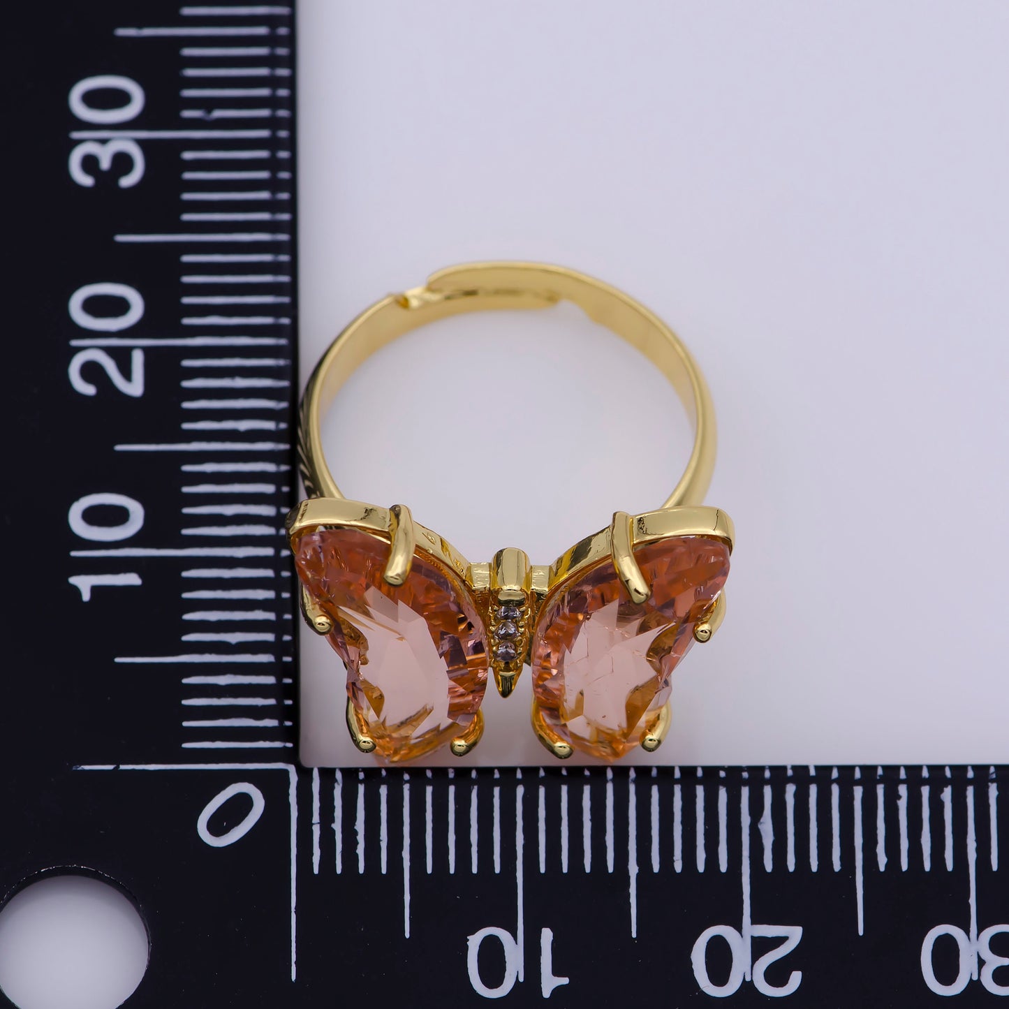 Dainty Butterfly Ring, Adjustable Gold Ring, Pink Cz Mariposa Ring, Animal Lover for Statement jewelry Stackable Everday Wear