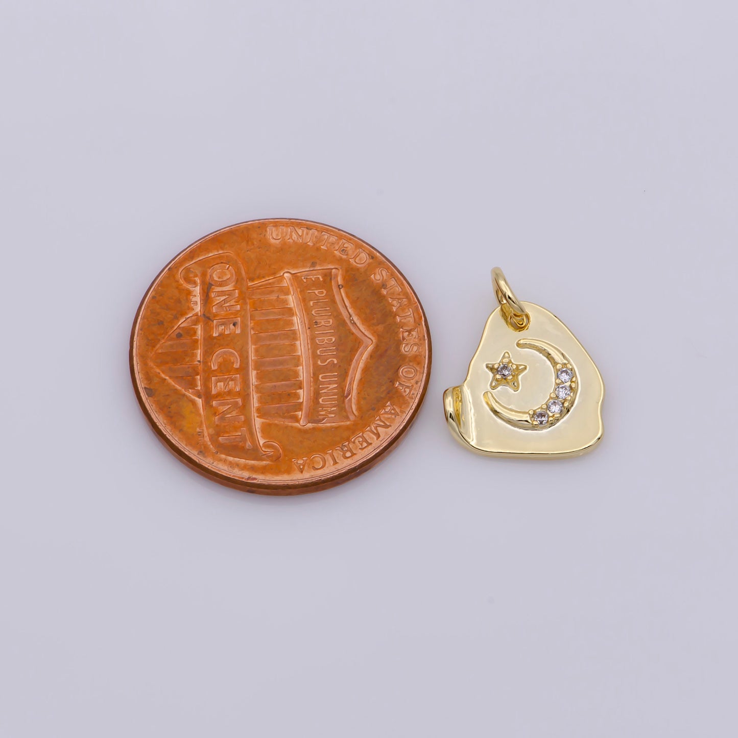 Dainty Gold Filled Moon and Star Triangle Charm, Gold Crescent Moon Pendant Celestial Jewelry Gold Geometric Charm Necklace Earring Bracelet