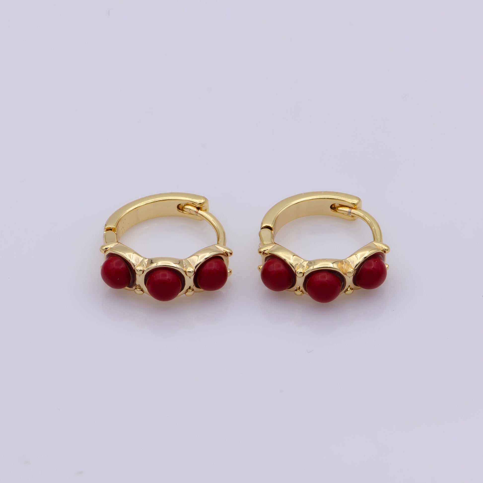 Dainty Turquoise earrings, turquoise gemstone earrings, Red hoop earrings, huggie hoop earring, gold huggie earring everyday wear