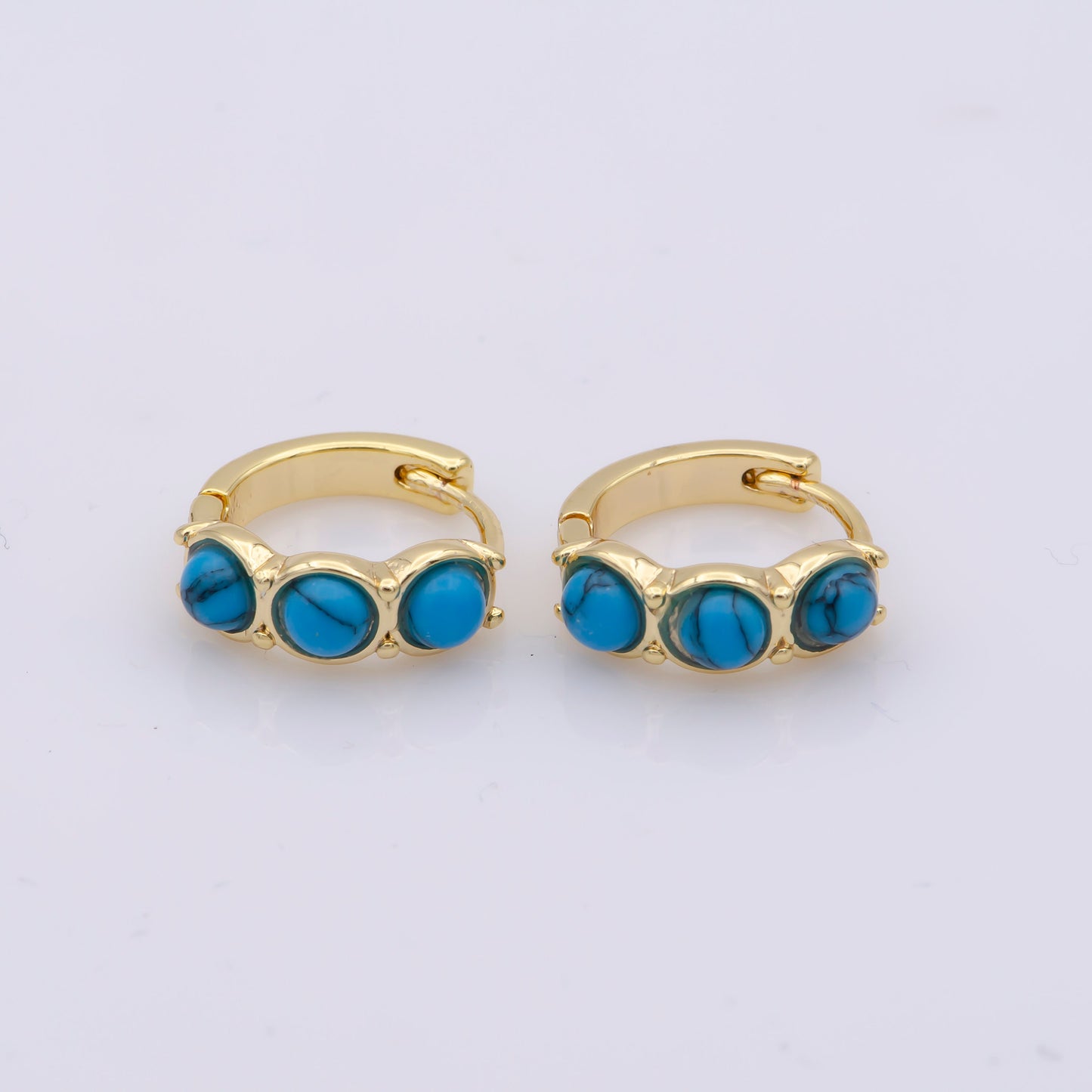 Dainty Turquoise earrings, turquoise gemstone earrings, Red hoop earrings, huggie hoop earring, gold huggie earring everyday wear
