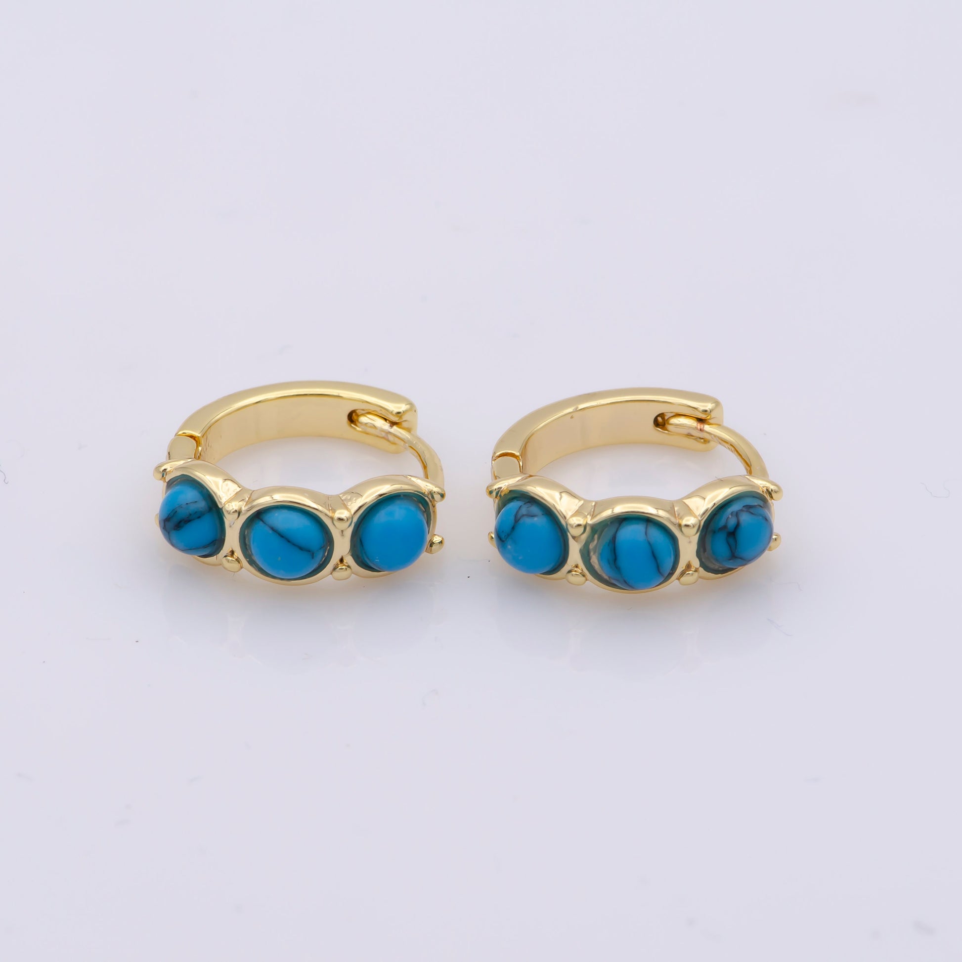 Dainty Turquoise earrings, turquoise gemstone earrings, Red hoop earrings, huggie hoop earring, gold huggie earring everyday wear