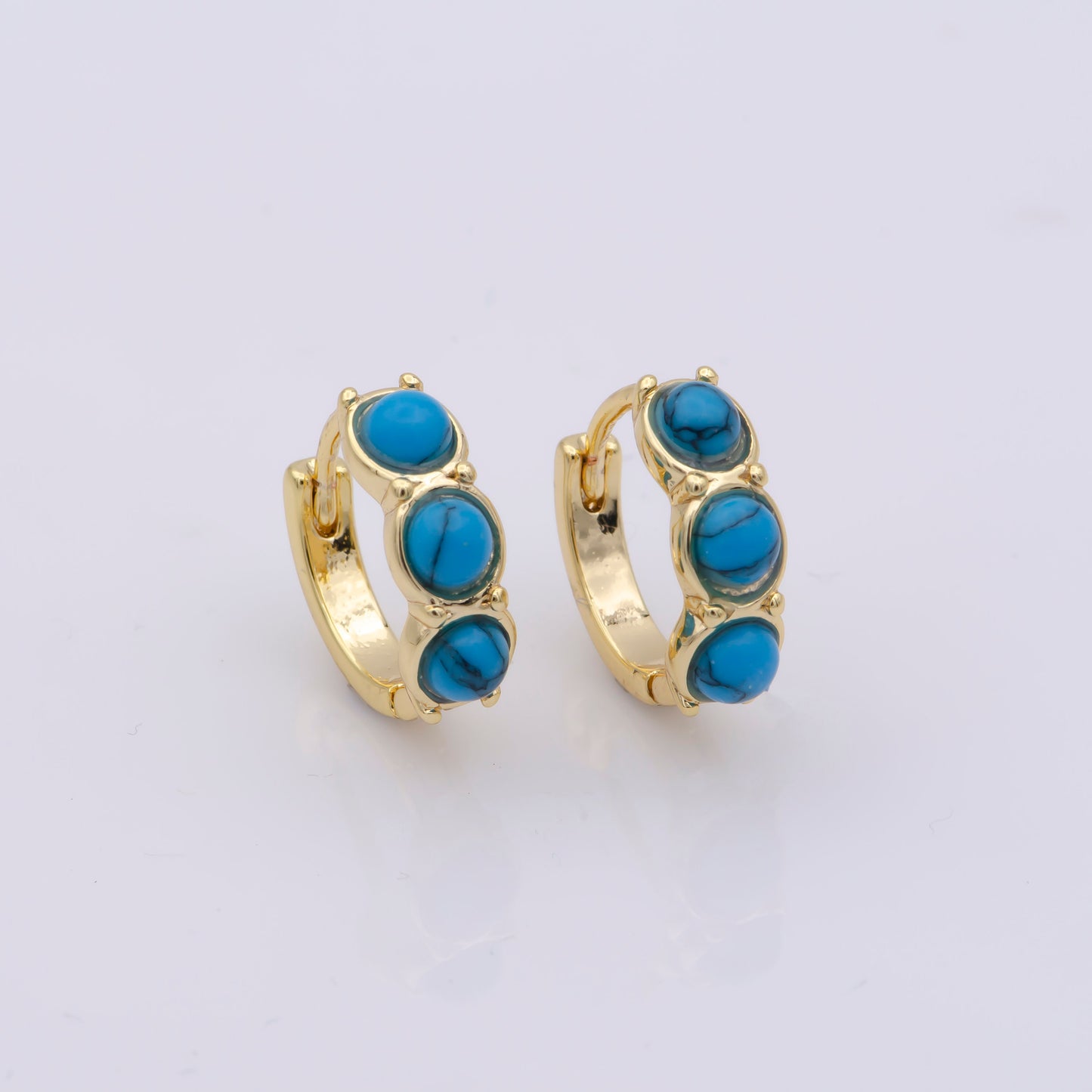 Dainty Turquoise earrings, turquoise gemstone earrings, Red hoop earrings, huggie hoop earring, gold huggie earring everyday wear