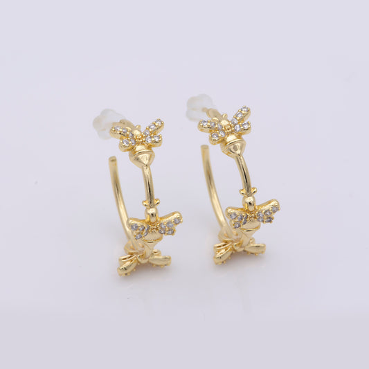 Bee Hoop Earring Statement Earring for Everyday Wear Animal Lover Queen Bee Earring