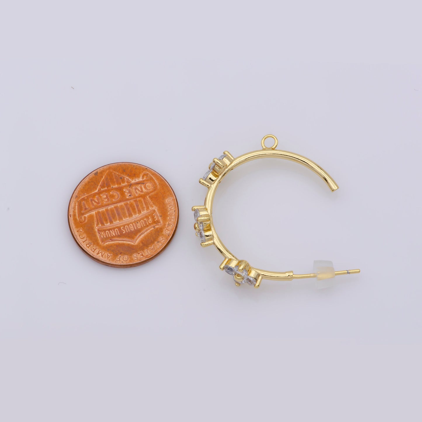 Gold Flower Patch Hoop Earring Open Link Earring for charm for Earring Making Supply Component