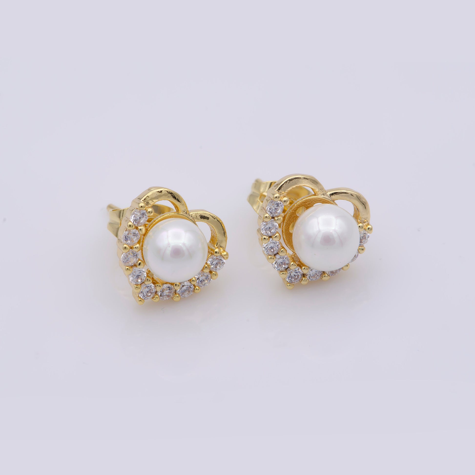 14K Gold Filled tiny Heart imitation pearl stud earring Cartilage stud dainty studs, Helix stud earring for women mother grandma gift