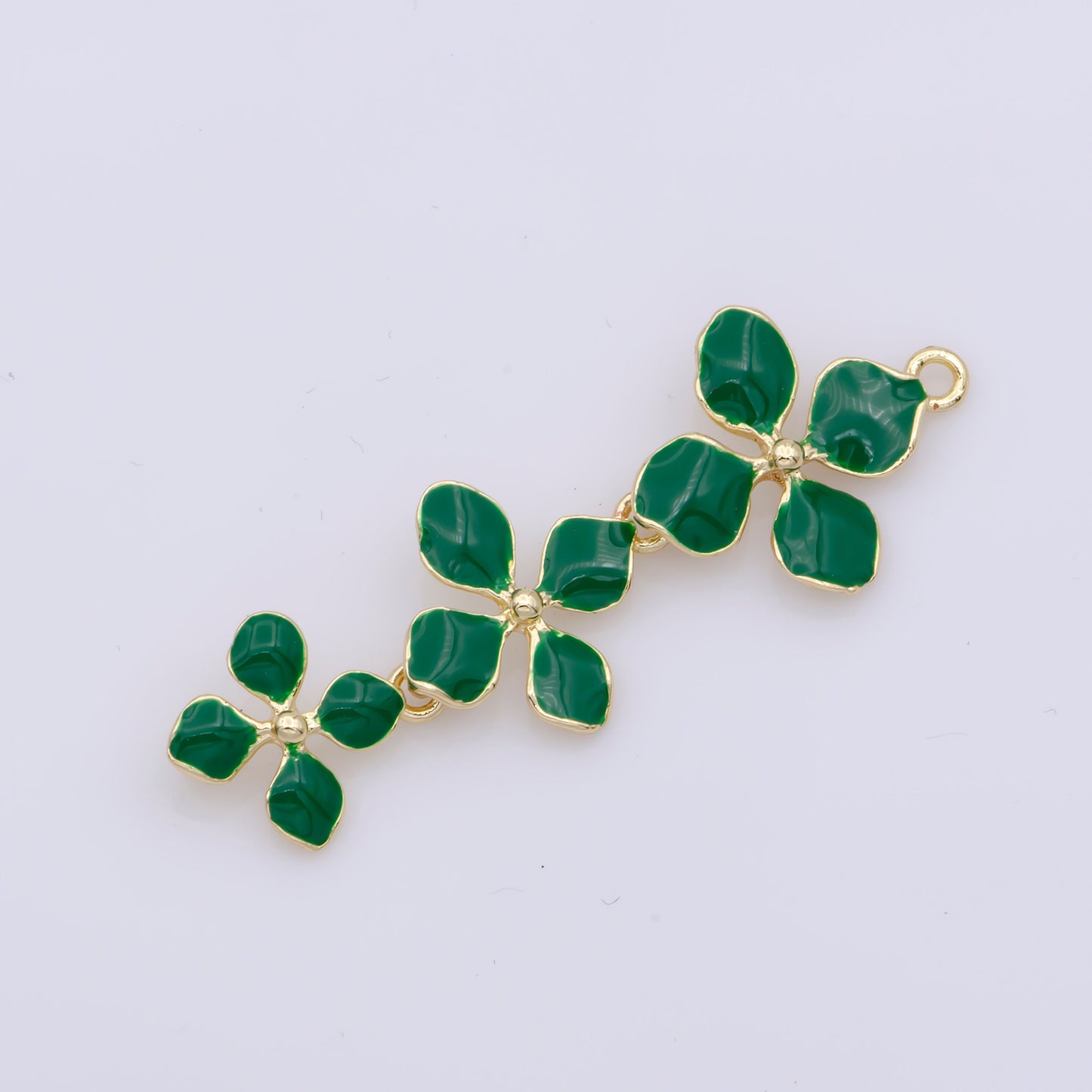 14K Gold Filled Four-Petal Flower Pendant, Enamel Flower Charm, Gold Flower Charm, Earring Necklace Making Findings 40x15mm, F-934-F-936