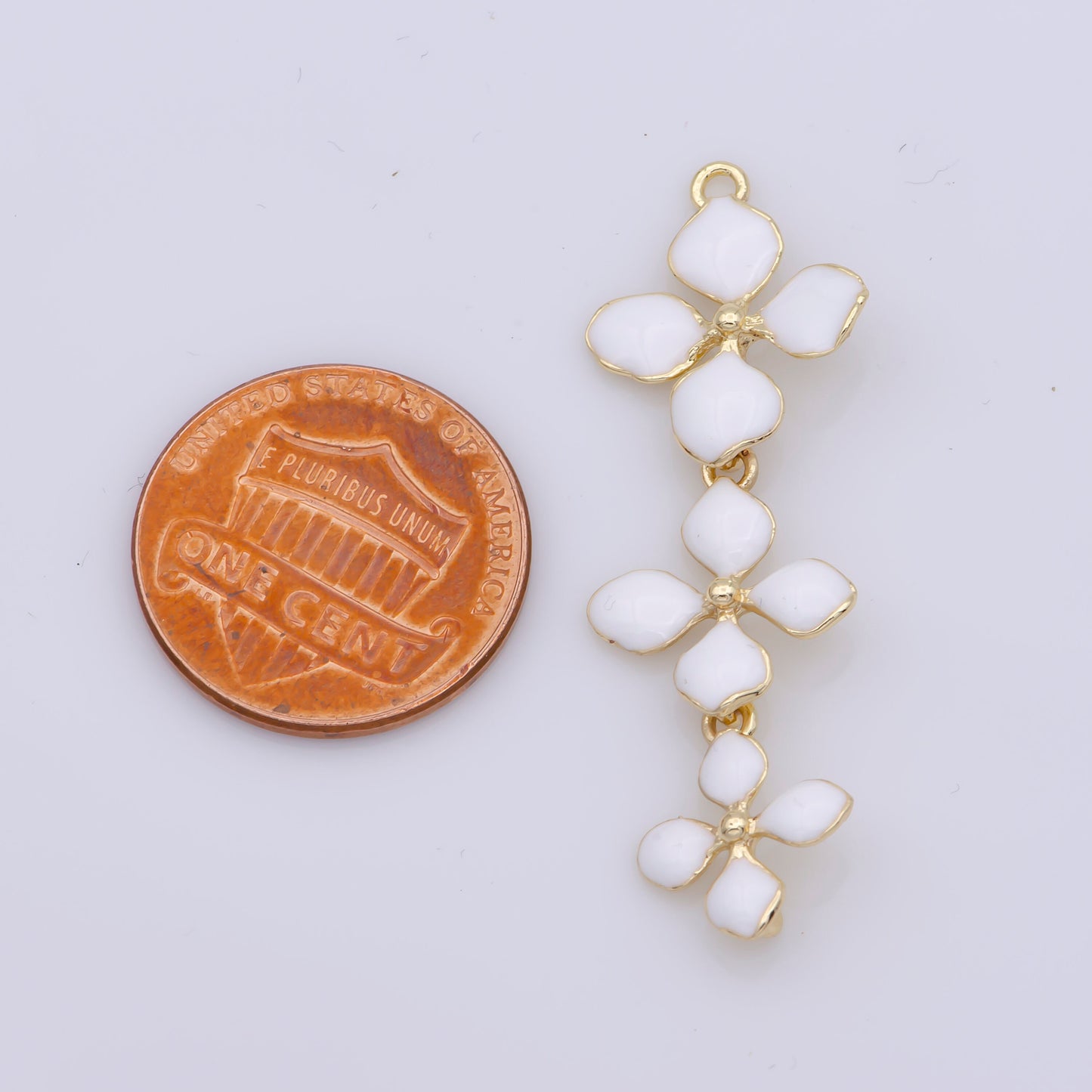 14K Gold Filled Four-Petal Flower Pendant, Enamel Flower Charm, Gold Flower Charm, Earring Necklace Making Findings 40x15mm, F-934-F-936
