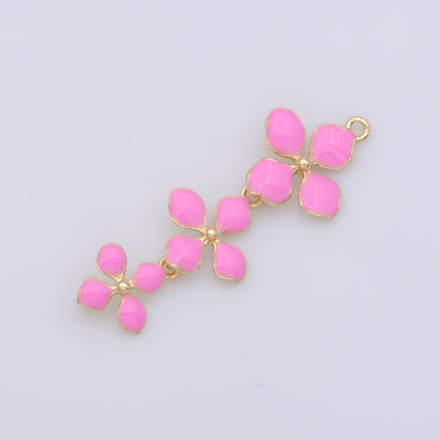 14K Gold Filled Four-Petal Flower Pendant, Enamel Flower Charm, Gold Flower Charm, Earring Necklace Making Findings 40x15mm, F-934-F-936