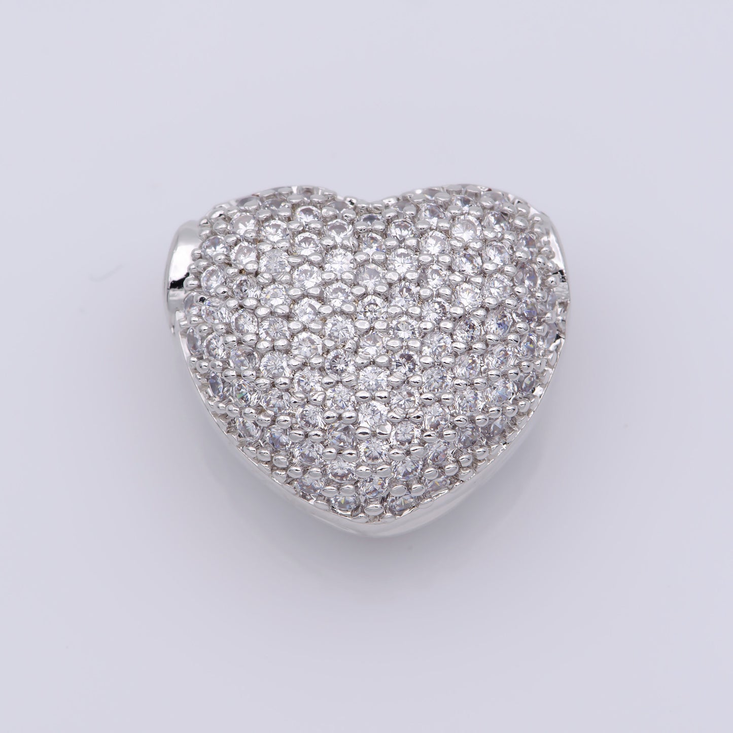 1x Heart Gold Filled Bead For Necklace , Hearts Spacer Beads, Gold Micro Pave Bead Charms, Jewelry Supply Silver Necklace Component