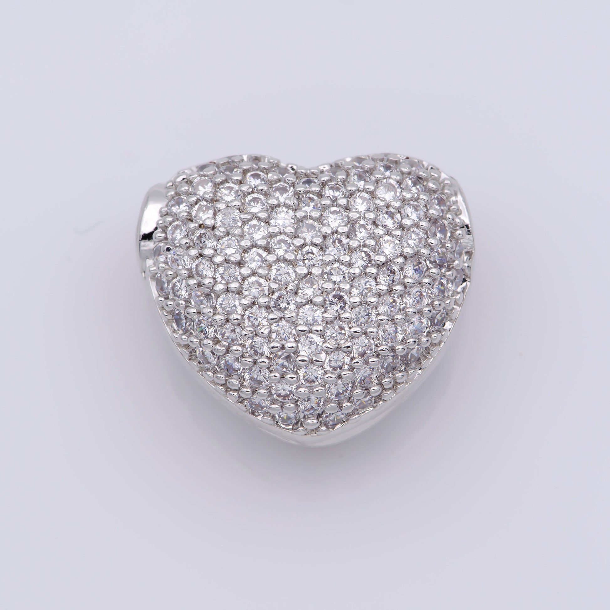 1x Heart Gold Filled Bead For Necklace , Hearts Spacer Beads, Gold Micro Pave Bead Charms, Jewelry Supply Silver Necklace Component