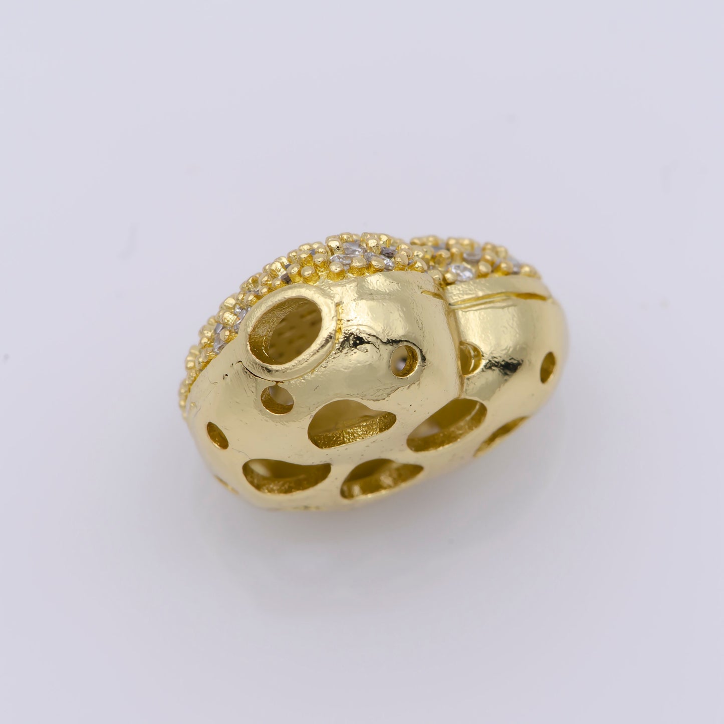 1x Heart Gold Filled Bead For Necklace , Hearts Spacer Beads, Gold Micro Pave Bead Charms, Jewelry Supply Silver Necklace Component