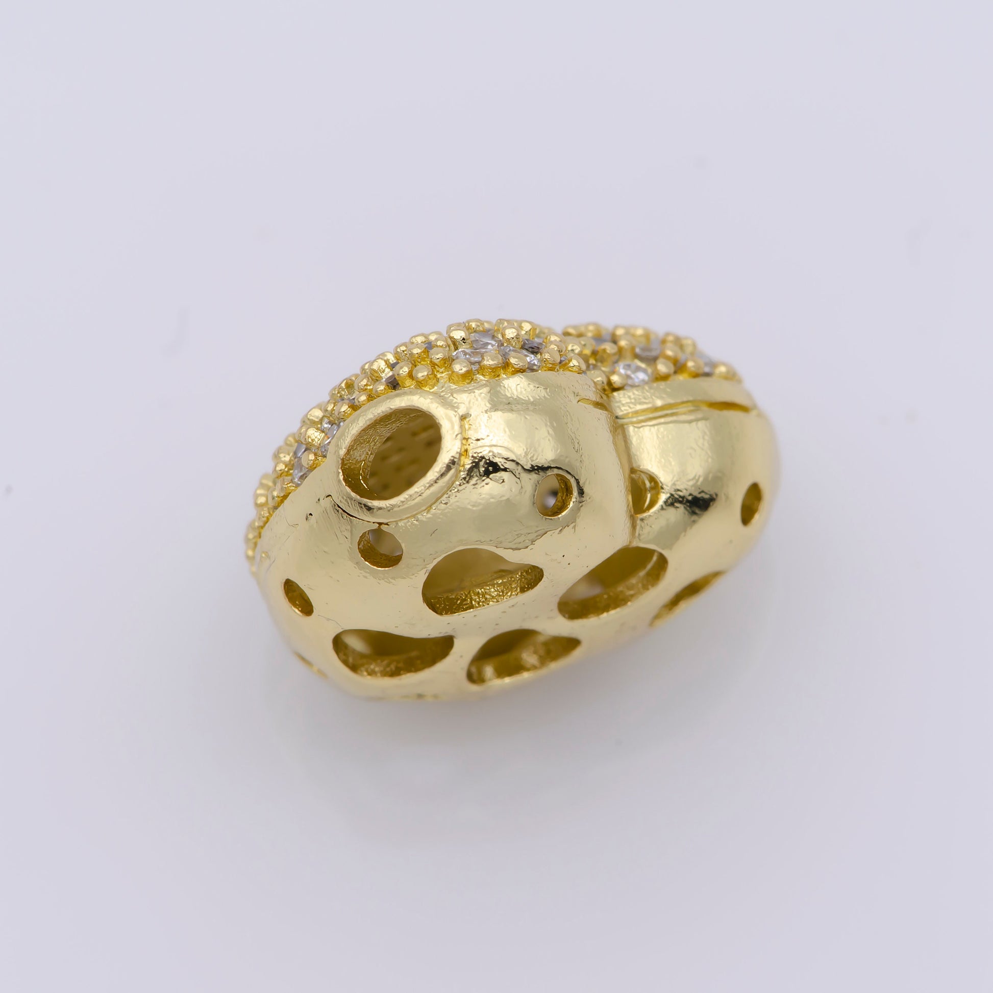 1x Heart Gold Filled Bead For Necklace , Hearts Spacer Beads, Gold Micro Pave Bead Charms, Jewelry Supply Silver Necklace Component