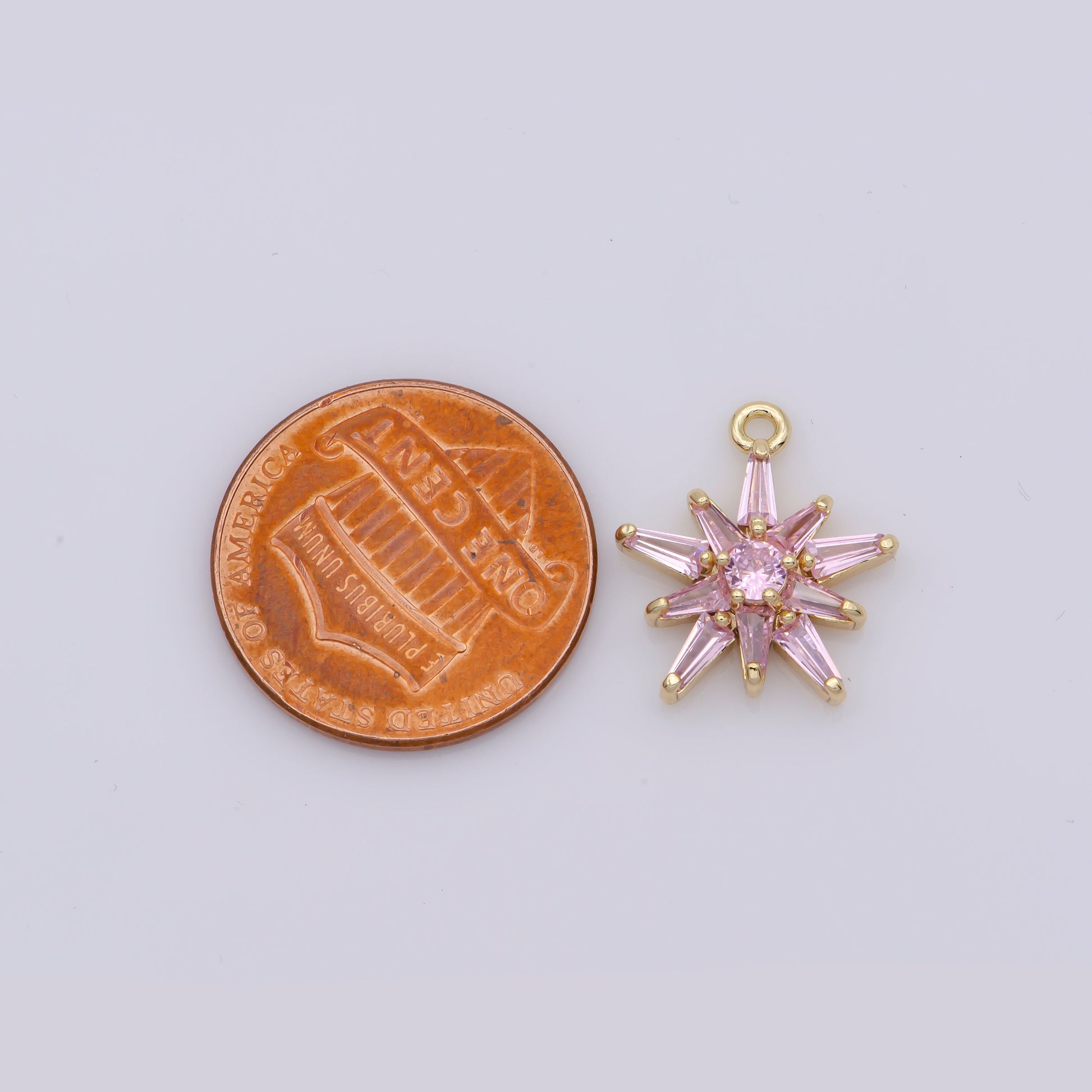 CZ Baguette Pink Star Pendant, 14K Gold Filled Star Charm, Pink Charm Dangle Charm for Celestial Minimalist Jewelry, Leo-928