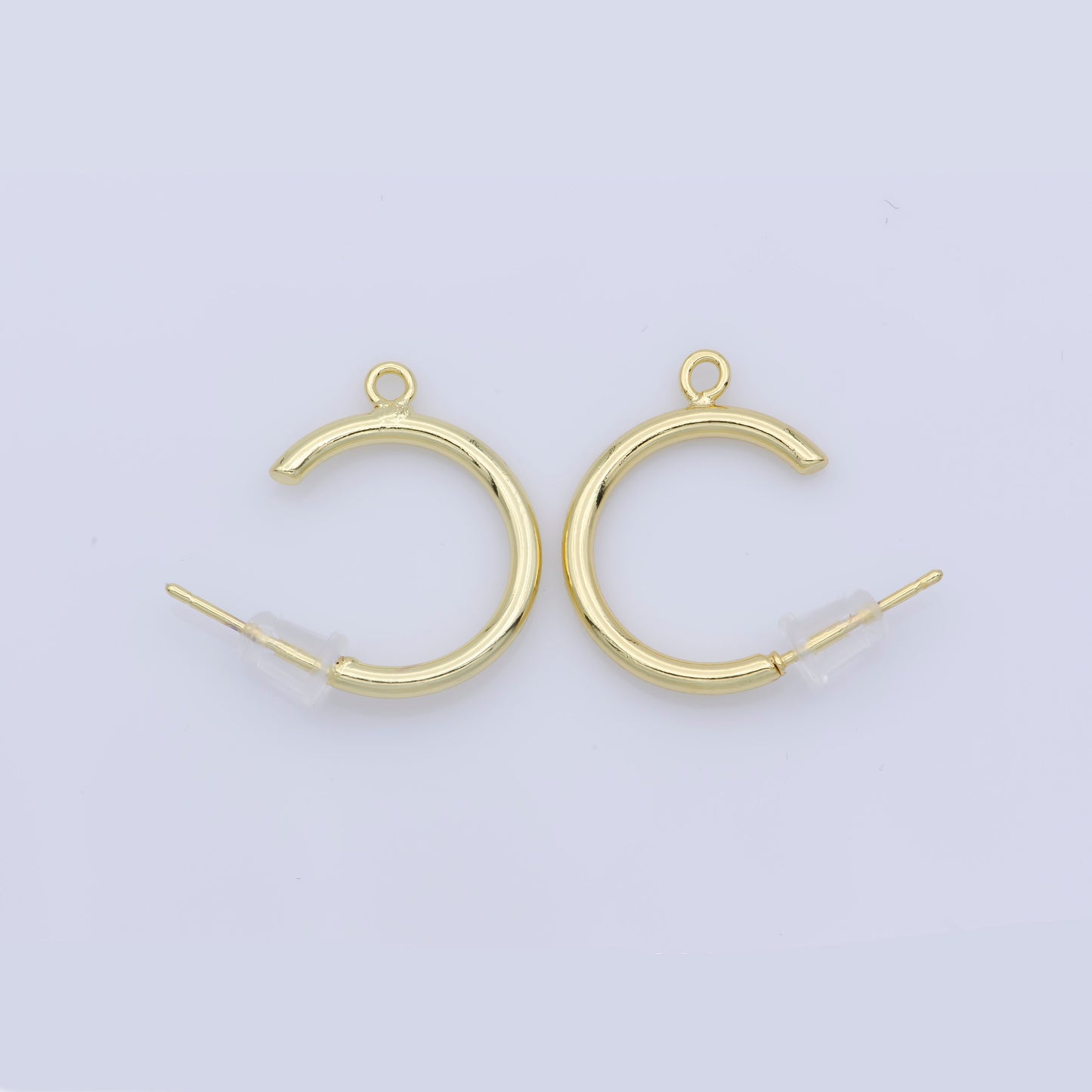24K Gold Filled Slim Open Hoop Stud Earring Open Link Earring For Wholesale Jewelry Supplies & Earring Finding Charm Earring