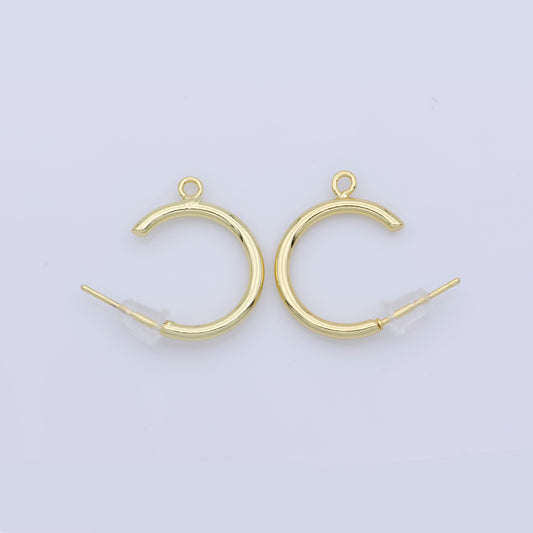 24K Gold Filled Slim Open Hoop Stud Earring Open Link Earring For Wholesale Jewelry Supplies & Earring Finding Charm Earring