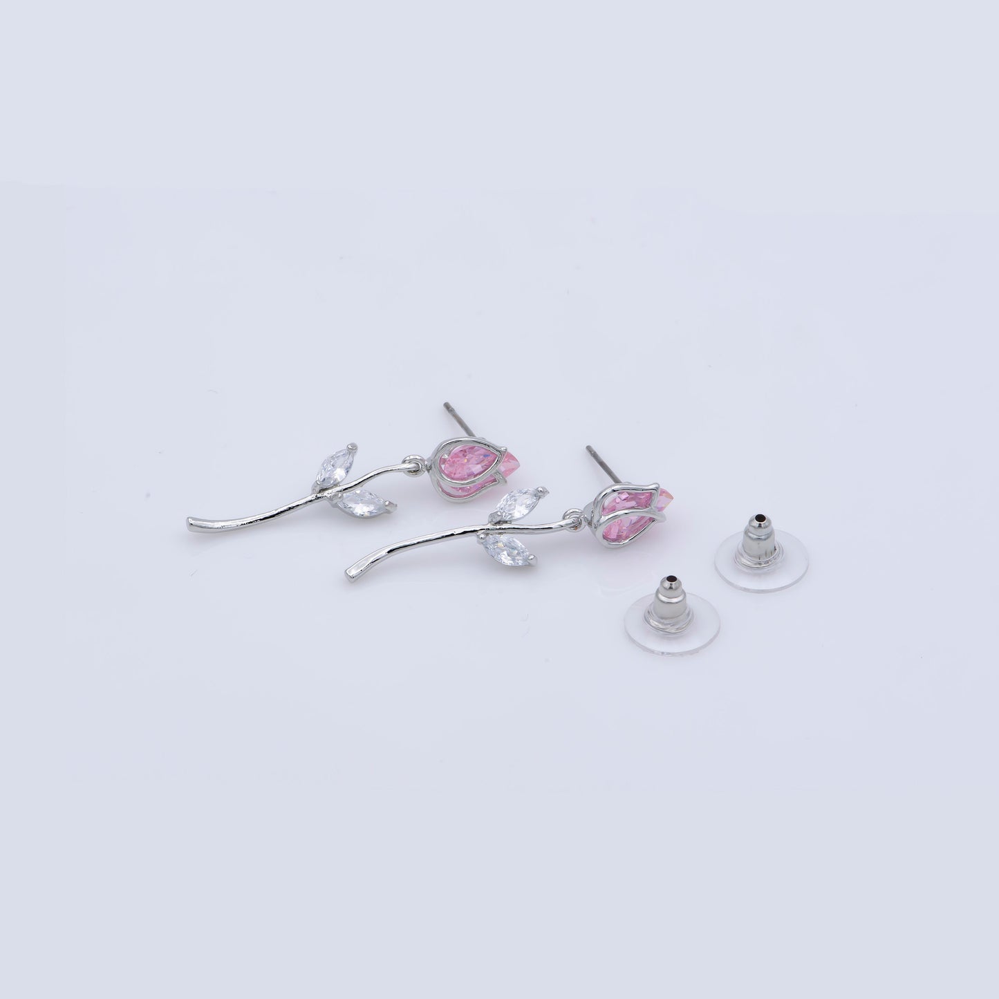 Rose Stud Earring Pink Rose Flower Earring, Gold / Silver Rose Stud June Birth Month Flower Jewelry, June Birthday Christmas Jewelry Gift