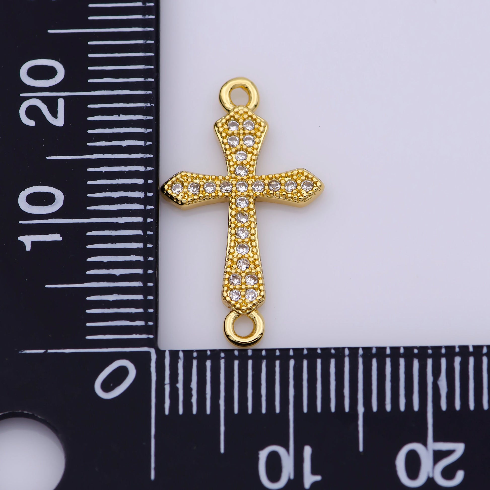 CZ Micro Pave Cross Connector, Cross Link connector for Bracelet, Necklace 24k Gold Filled Charm Connector