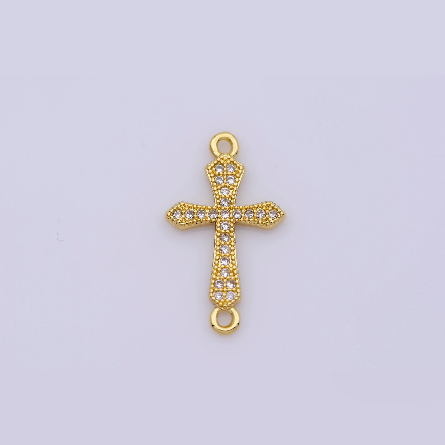 CZ Micro Pave Cross Connector, Cross Link connector for Bracelet, Necklace 24k Gold Filled Charm Connector