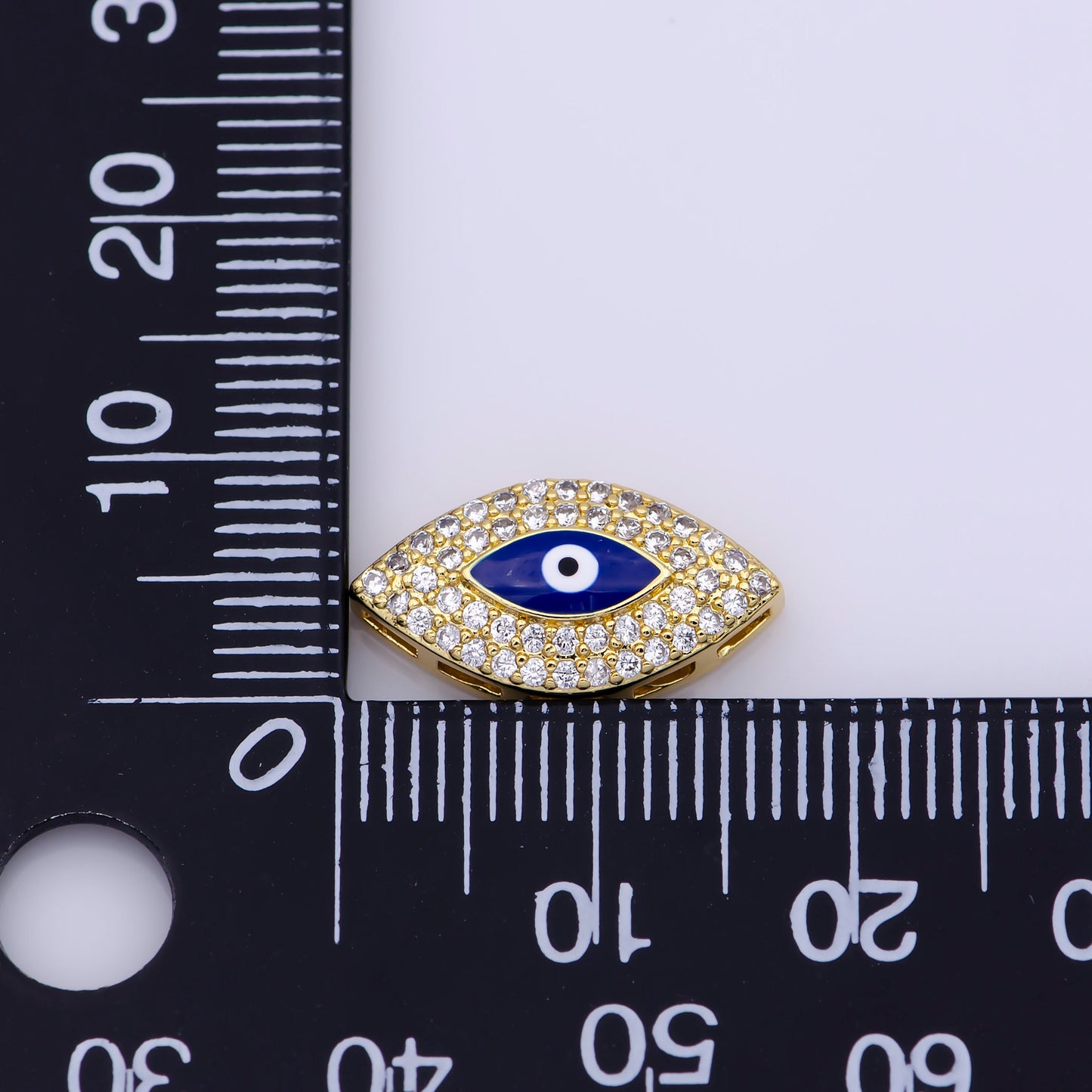 Blue Evil Eye Bead CZ Gold Beads Evil eye Beads Spacer Micro Pave Beads Charm for Bracelet Necklace Supply 18x10mm