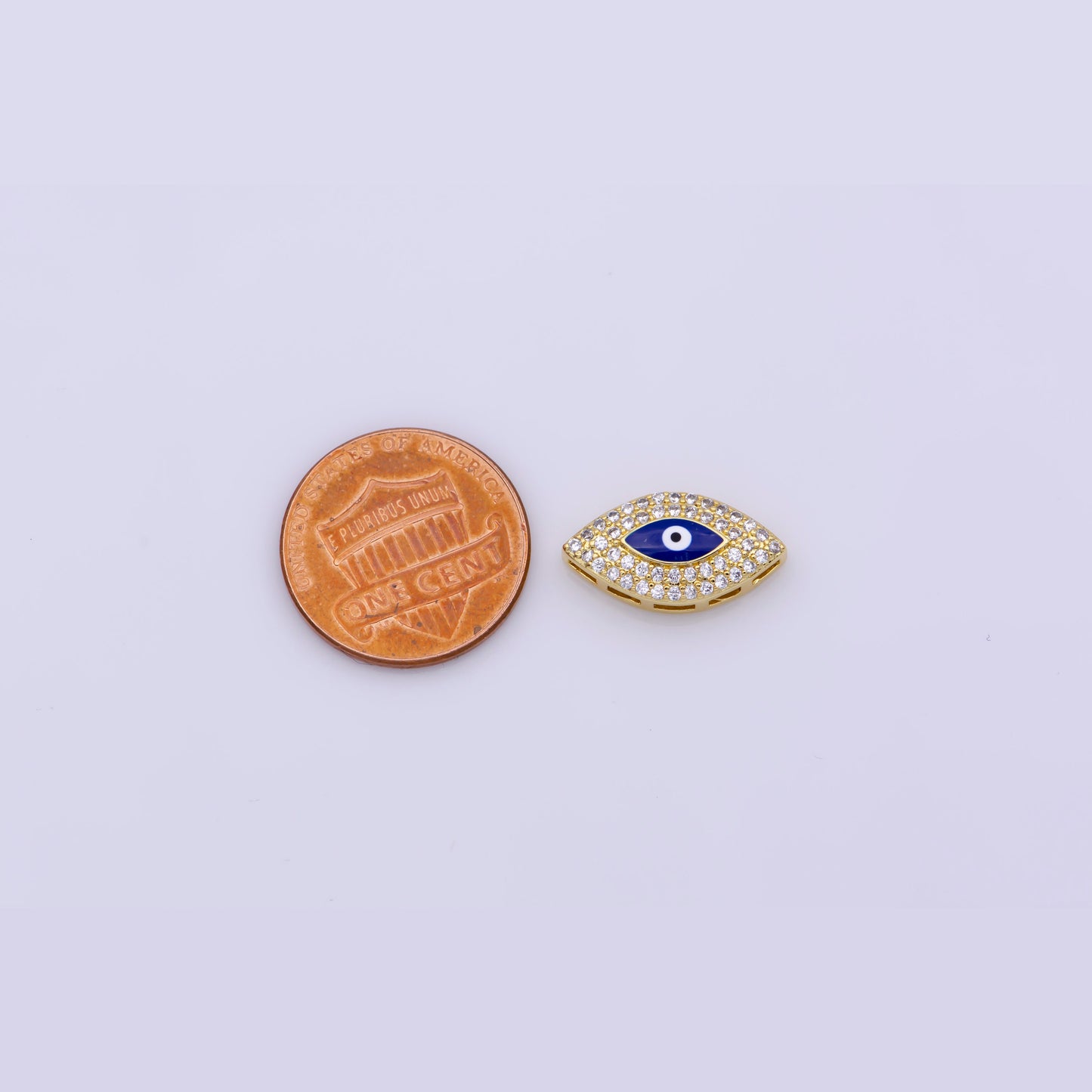 Blue Evil Eye Bead CZ Gold Beads Evil eye Beads Spacer Micro Pave Beads Charm for Bracelet Necklace Supply 18x10mm