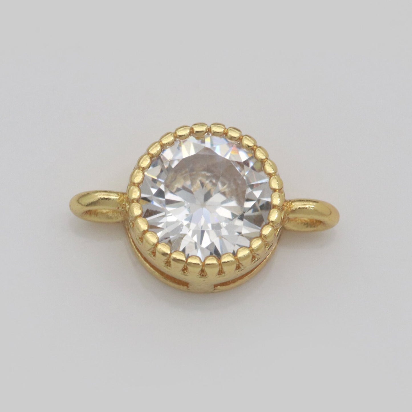 Simplicity Round Solitaire CZ Gold Connector Circle Diamond Cut Dainty Cubic Zirconia Connector for Necklace Bracelet Supply Y-314 - Y-321