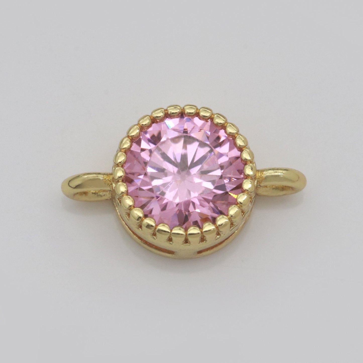 Simplicity Round Solitaire CZ Gold Connector Circle Diamond Cut Dainty Cubic Zirconia Connector for Necklace Bracelet Supply Y-314 - Y-321