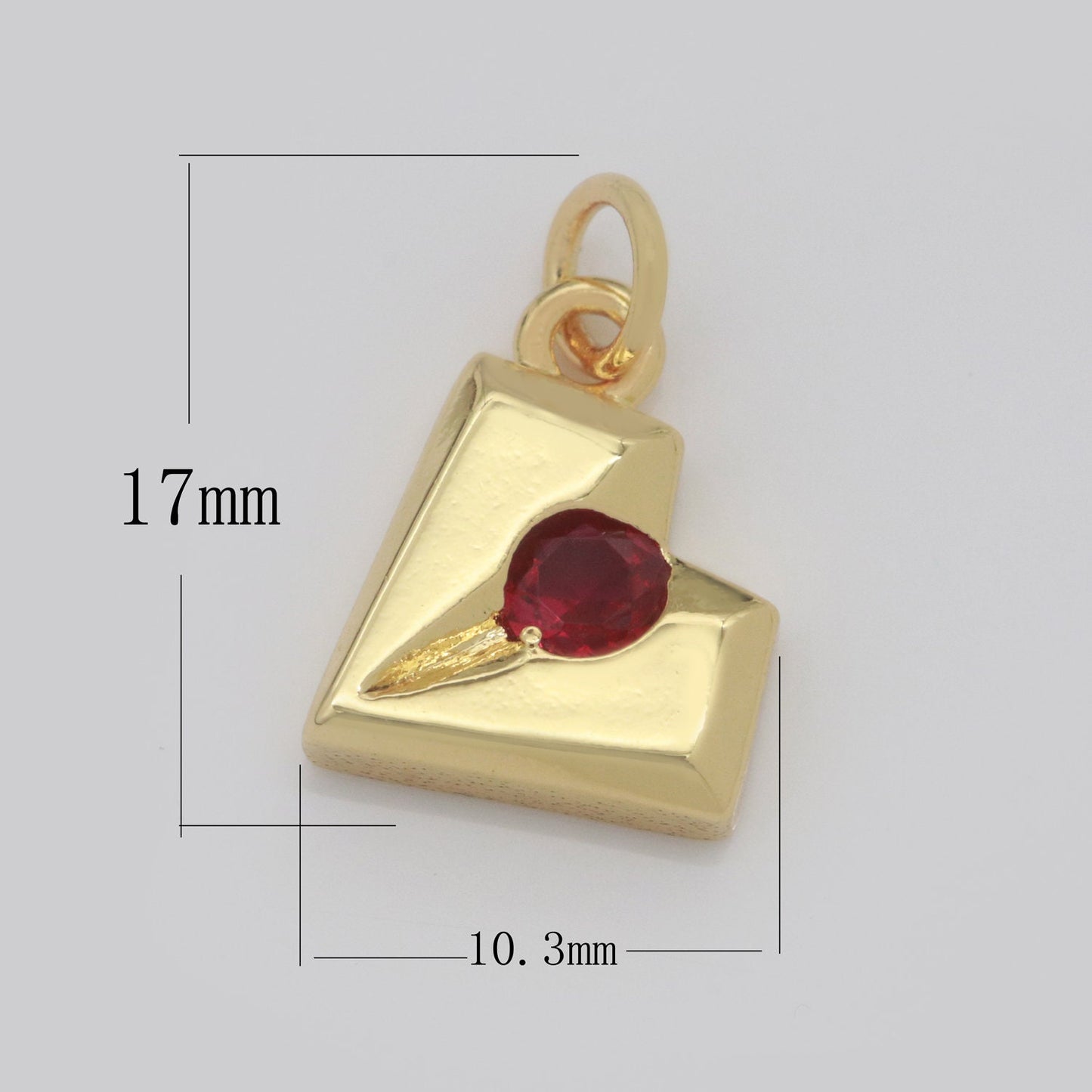 Airplane Charm- Fold and Fly Pendant - Red CZ Solitaire Dainty Charm - for Necklace Bracelet Earring Component M-743