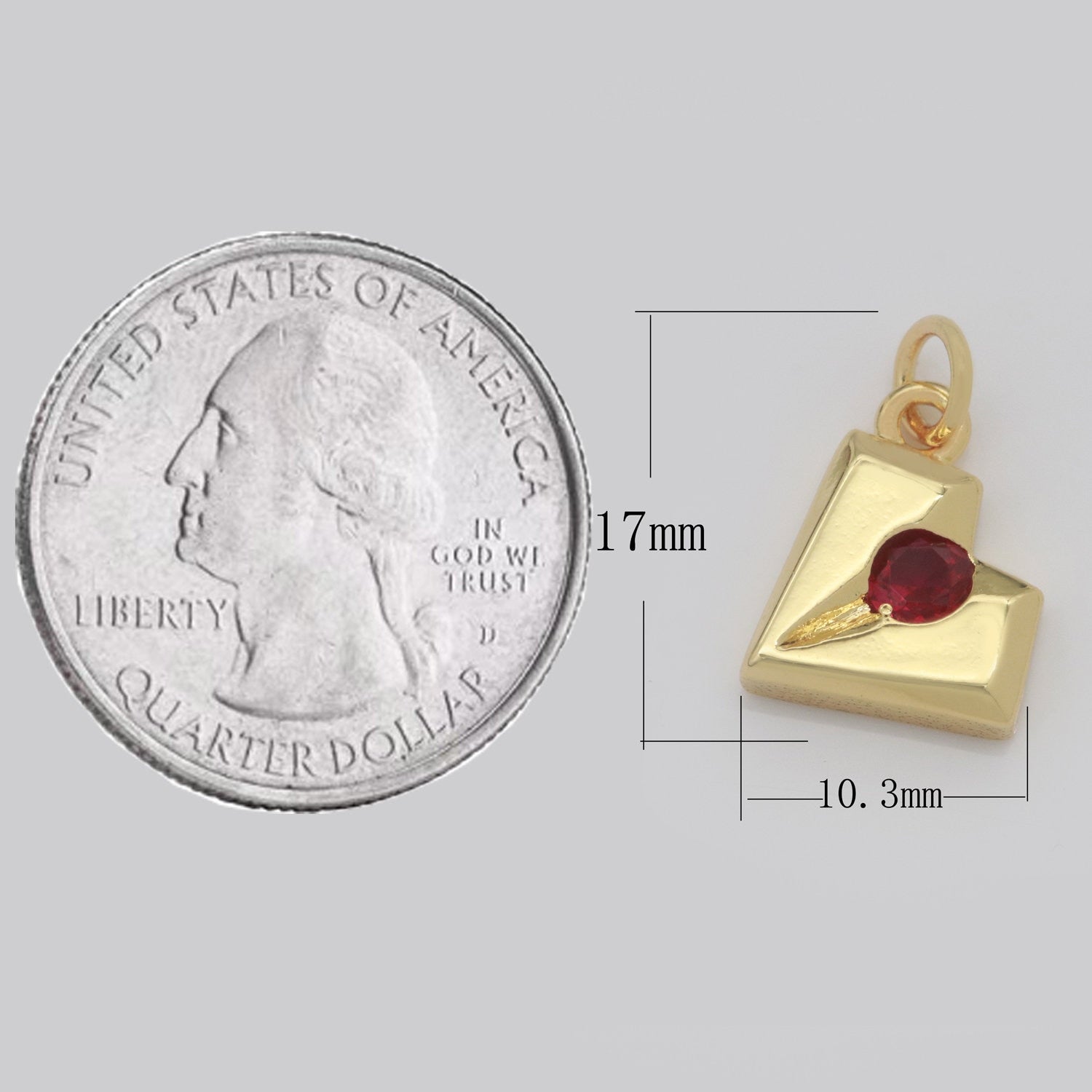 Airplane Charm- Fold and Fly Pendant - Red CZ Solitaire Dainty Charm - for Necklace Bracelet Earring Component M-743