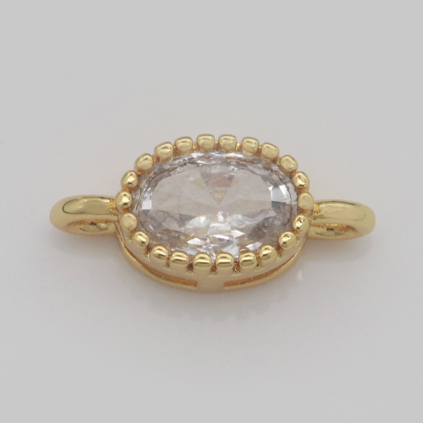 Oval Solitaire CZ Gold Connector Oval Diamond Cut Dainty Cubic Zirconia Connector for Necklace Bracelet Supply Y-322-Y-329