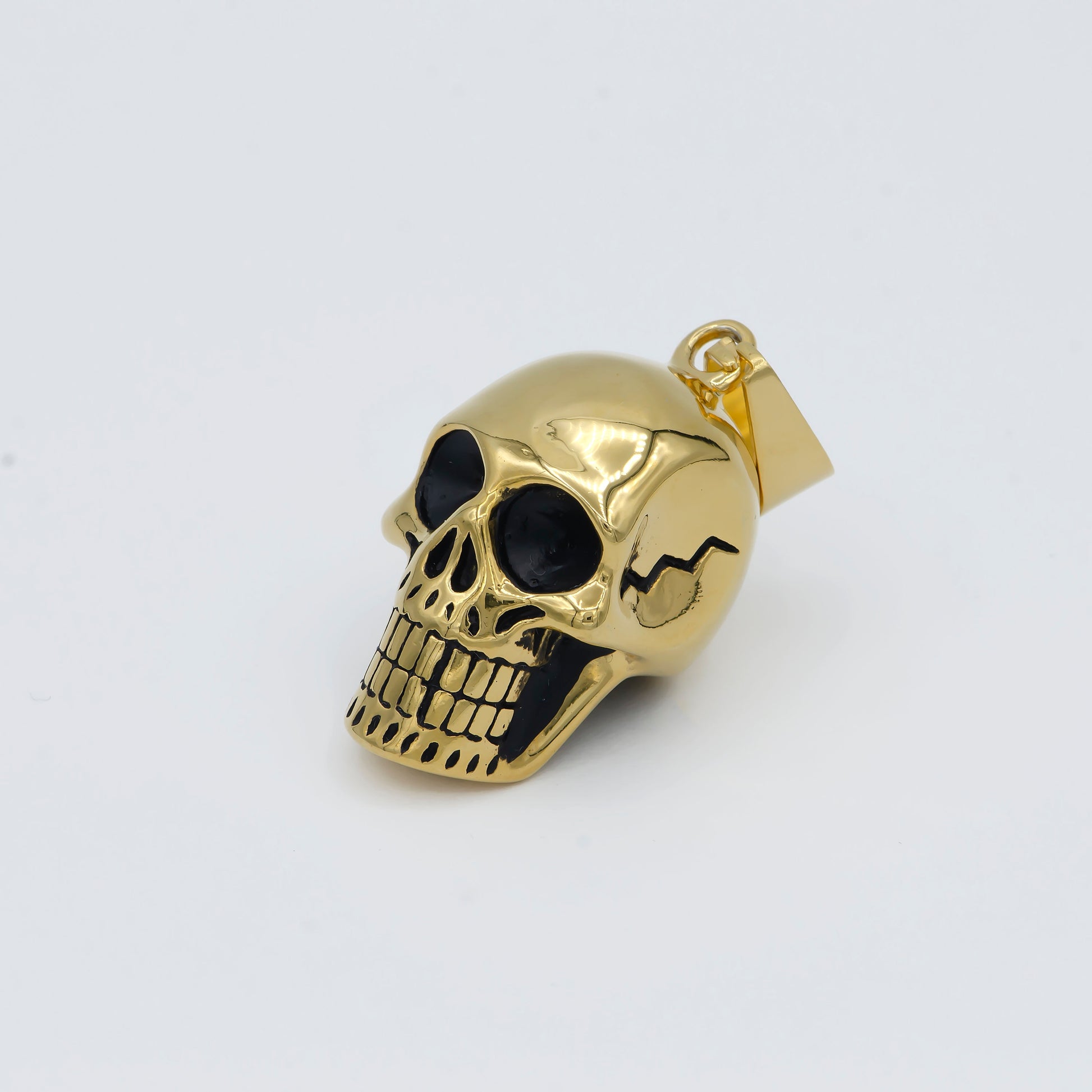 3D Skull Charm, Gold Skull Charm, Head Skeleton Charm, Skull Pendant for Men Jewelry Unisex Statement Necklace Making