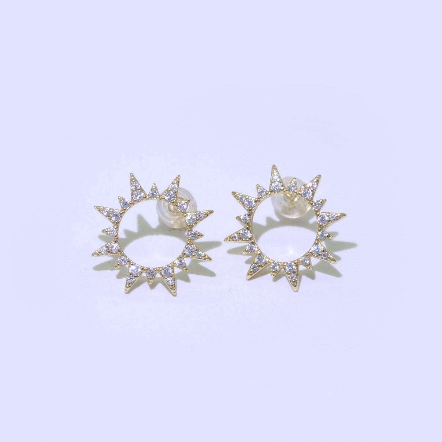 Dainty Sun Burst CZ Stud Earring T-048