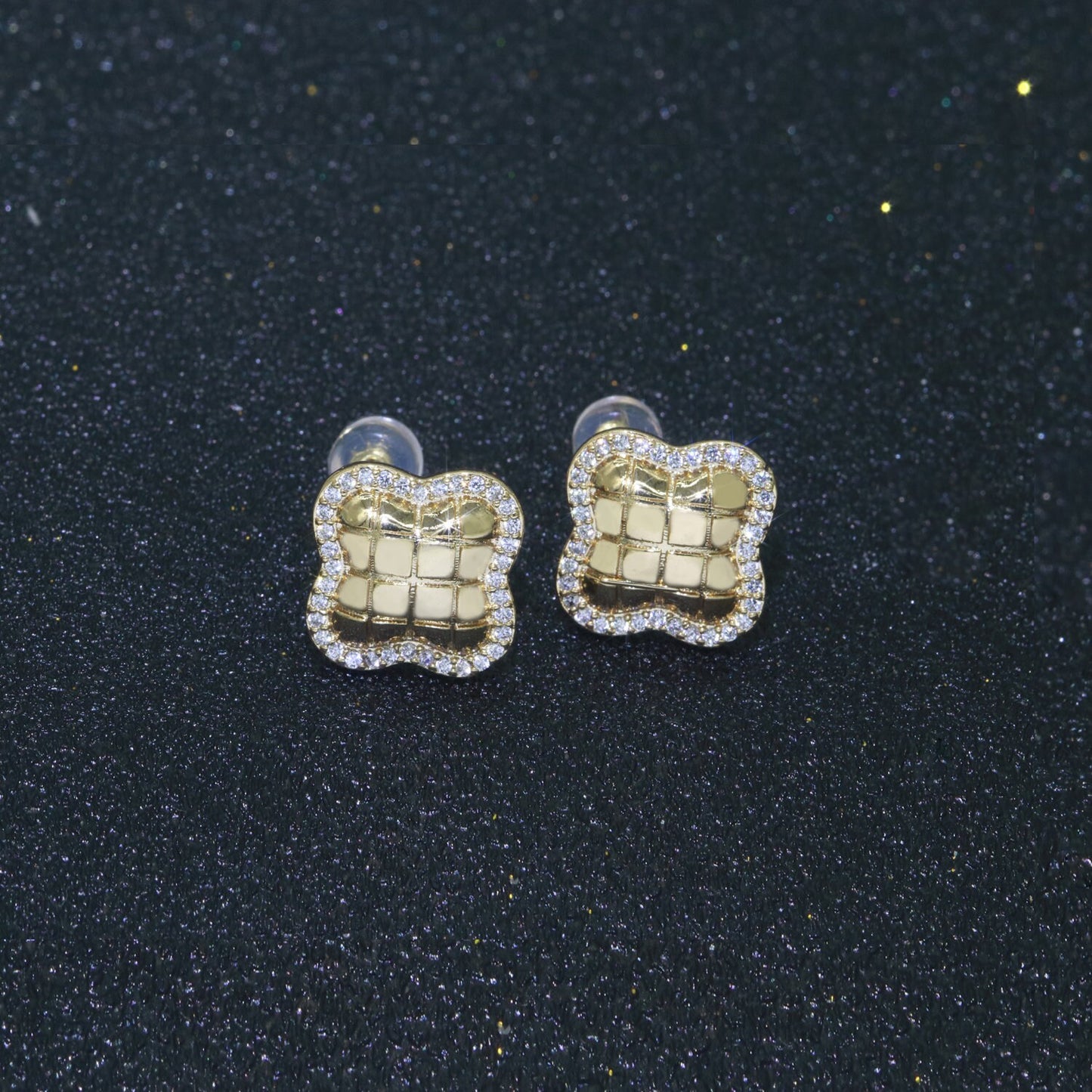 Dainty Clover CZ Stud Earring,T-049