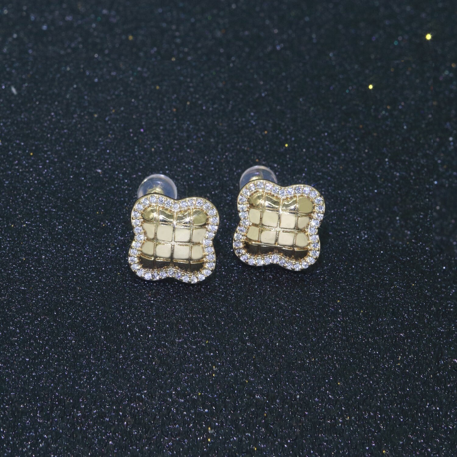 Dainty Clover CZ Stud Earring,T-049