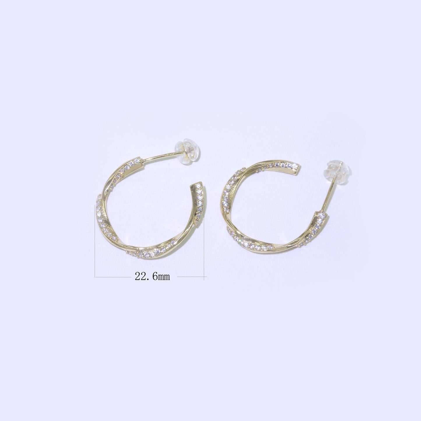 Dainty Gold Twist Hoop CZ Earring