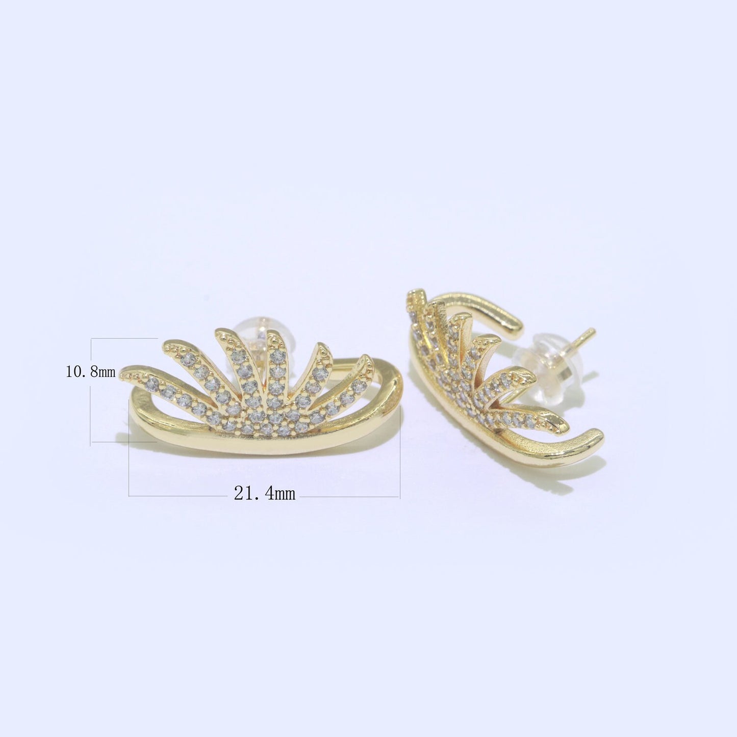 Dainty Gold Eye Lash Stud CZ Earring