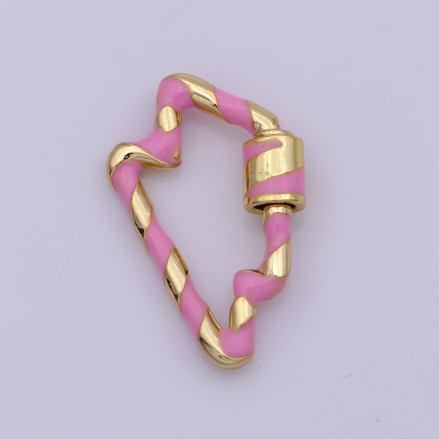 Mini Gold Lightning Screw Clasp Colorful Carabiner Thunder Gold Enamel Clasp for Necklace Bracelet Interlocking Charm Connector Black, Pink