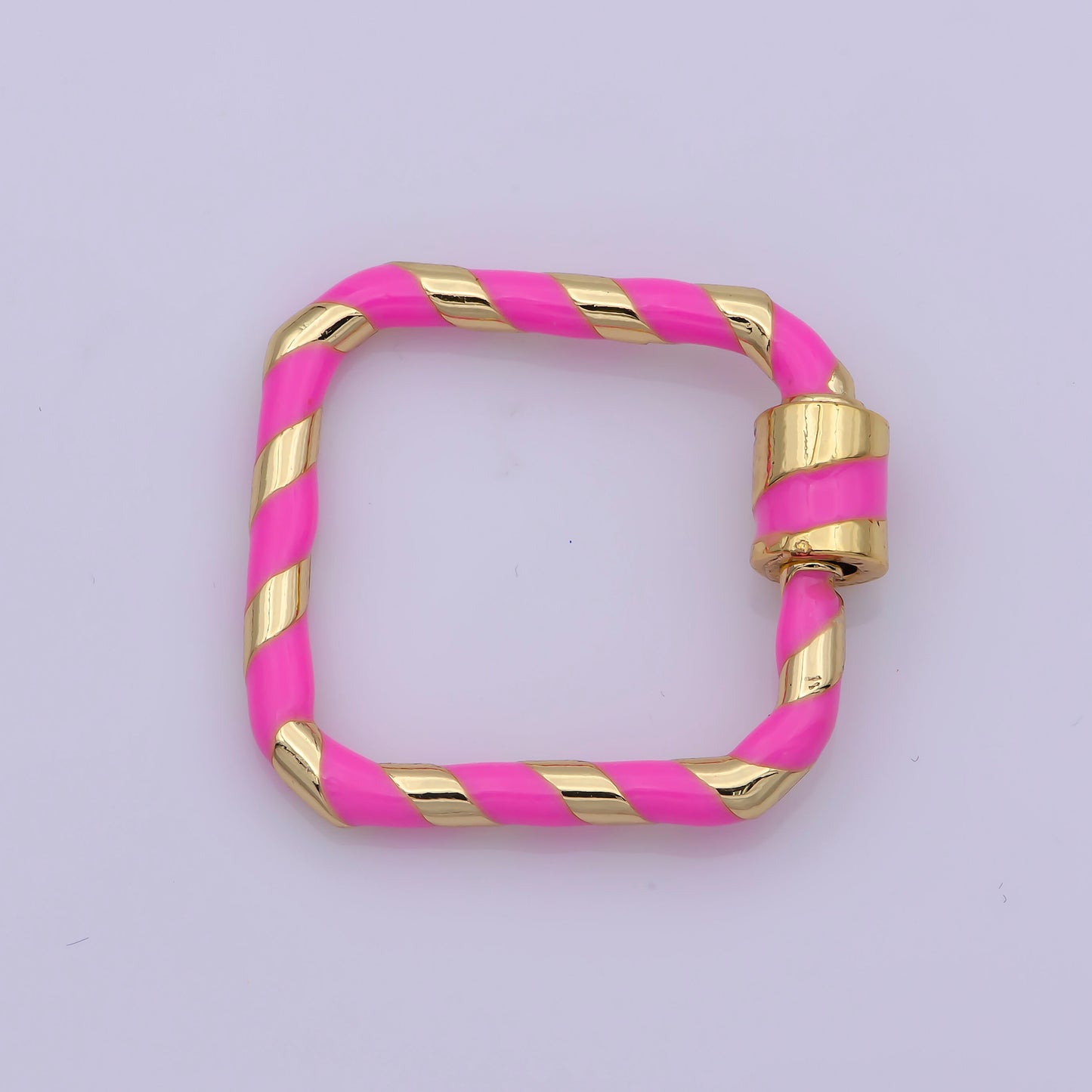 Mini Gold Square Screw Clasp Colorful Carabiner Thunder Gold Enamel Clasp for Necklace Bracelet Interlocking Charm Connector Black, Pink