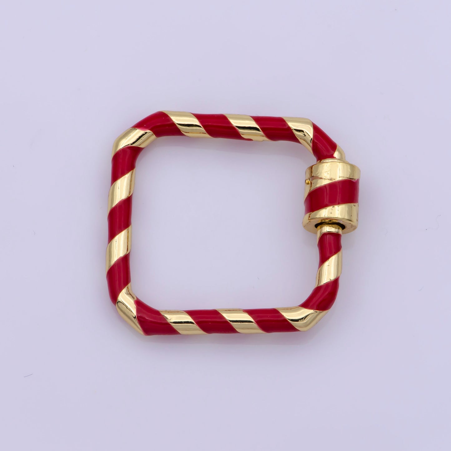 Mini Gold Square Screw Clasp Colorful Carabiner Thunder Gold Enamel Clasp for Necklace Bracelet Interlocking Charm Connector Black, Pink