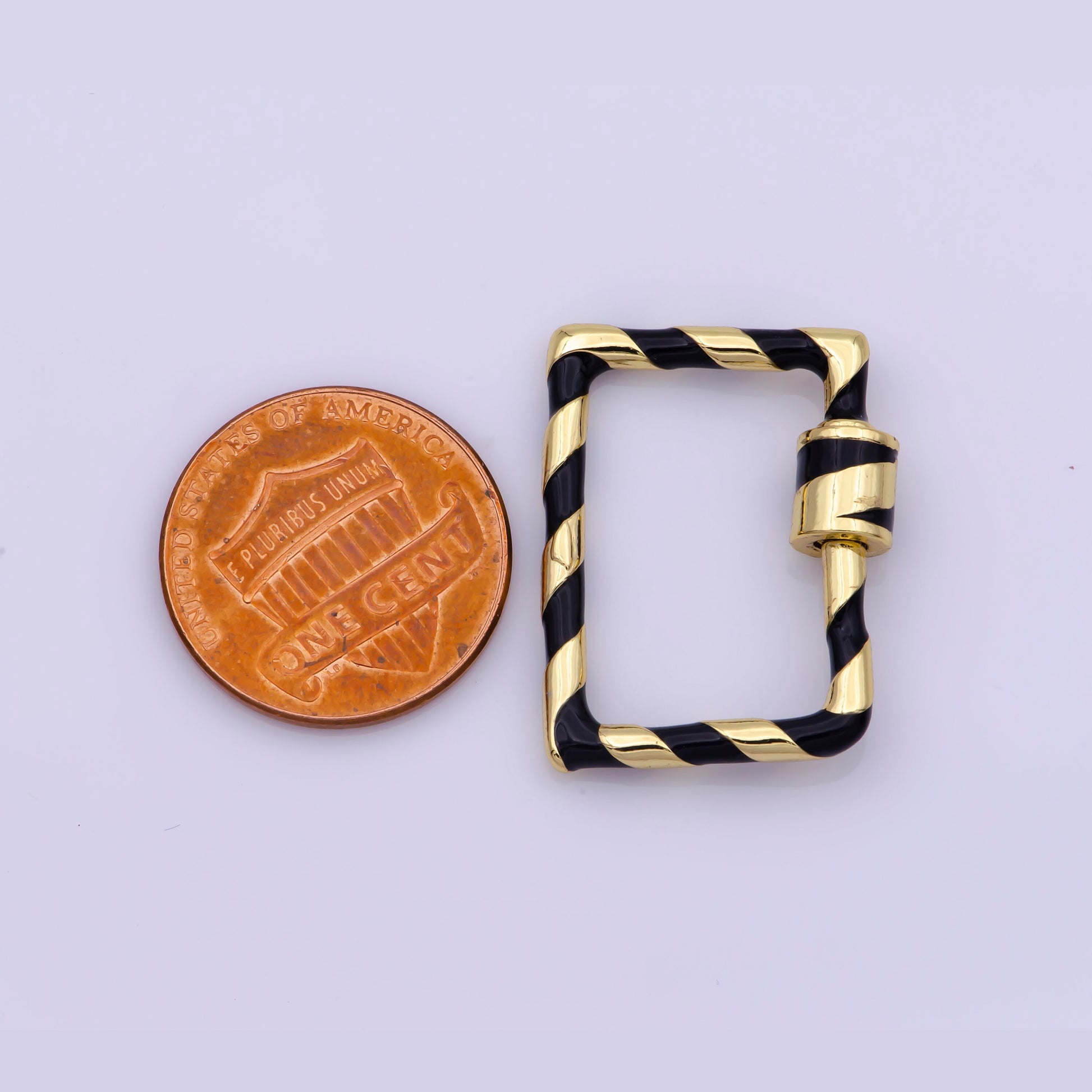 Mini Gold Rectangle Screw Clasp Colorful Carabiner Gold Enamel Clasp for Necklace Bracelet Interlocking Charm Connector Pink Teal Blue