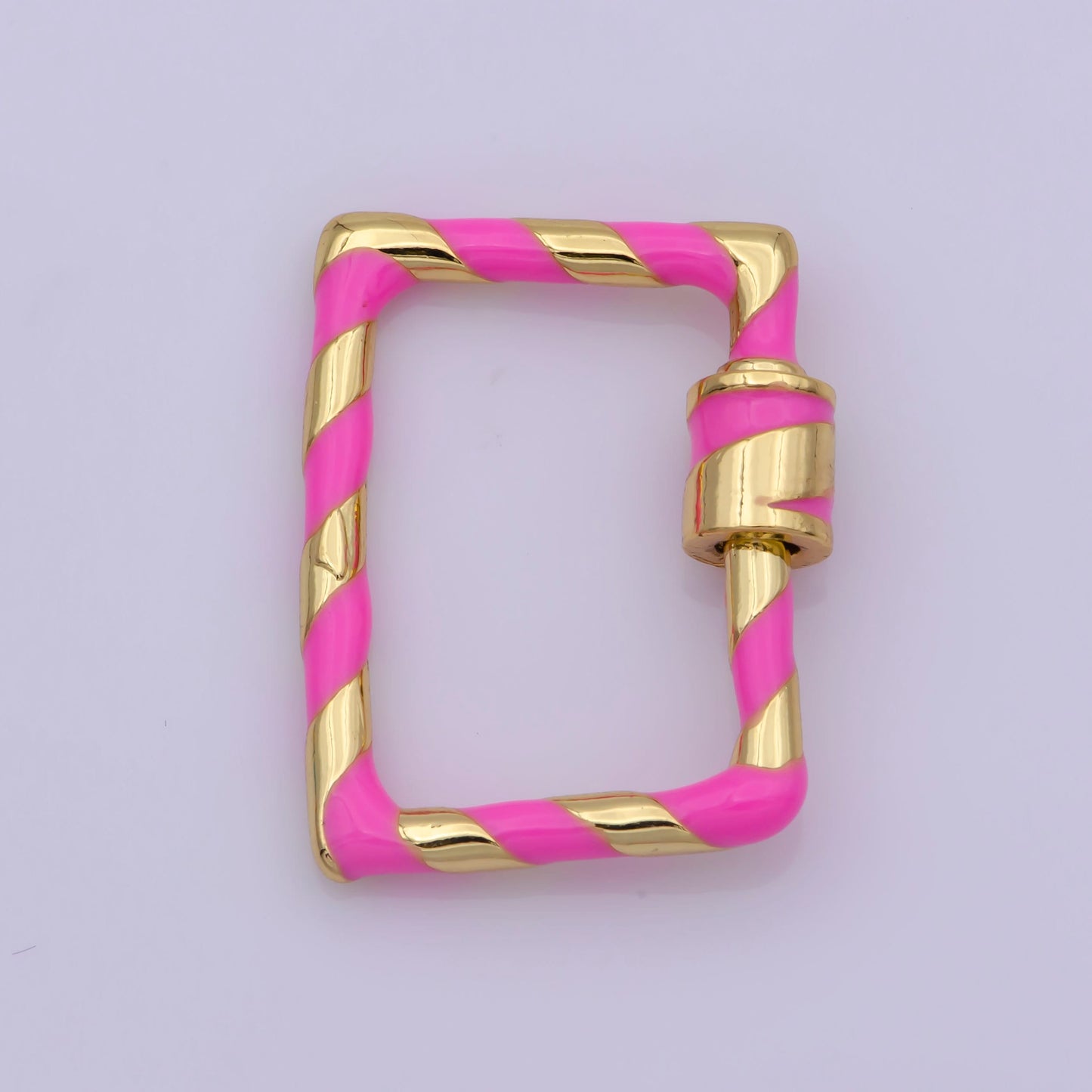 Mini Gold Rectangle Screw Clasp Colorful Carabiner Gold Enamel Clasp for Necklace Bracelet Interlocking Charm Connector Pink Teal Blue