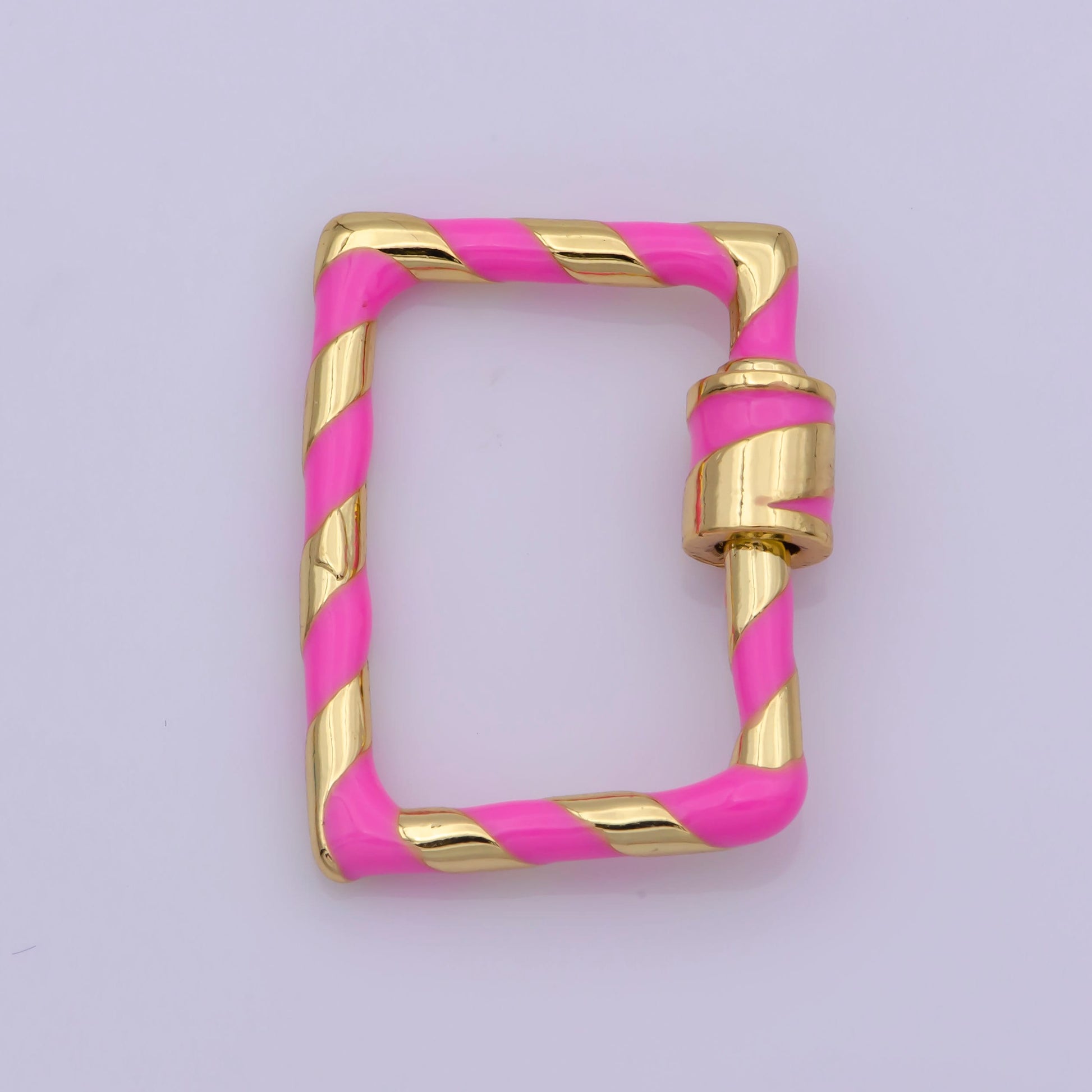 Mini Gold Rectangle Screw Clasp Colorful Carabiner Gold Enamel Clasp for Necklace Bracelet Interlocking Charm Connector Pink Teal Blue