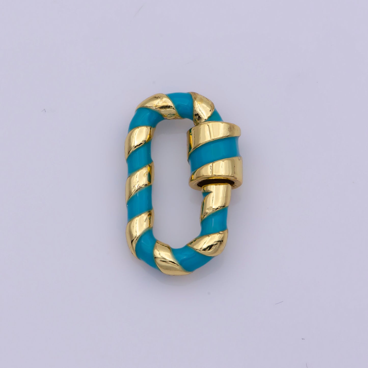 Tiny oval Rectangle Screw Clasp Colorful Carabiner Gold Enamel Clasp for Necklace Bracelet Interlocking Charm Connector Pink Teal Blue White