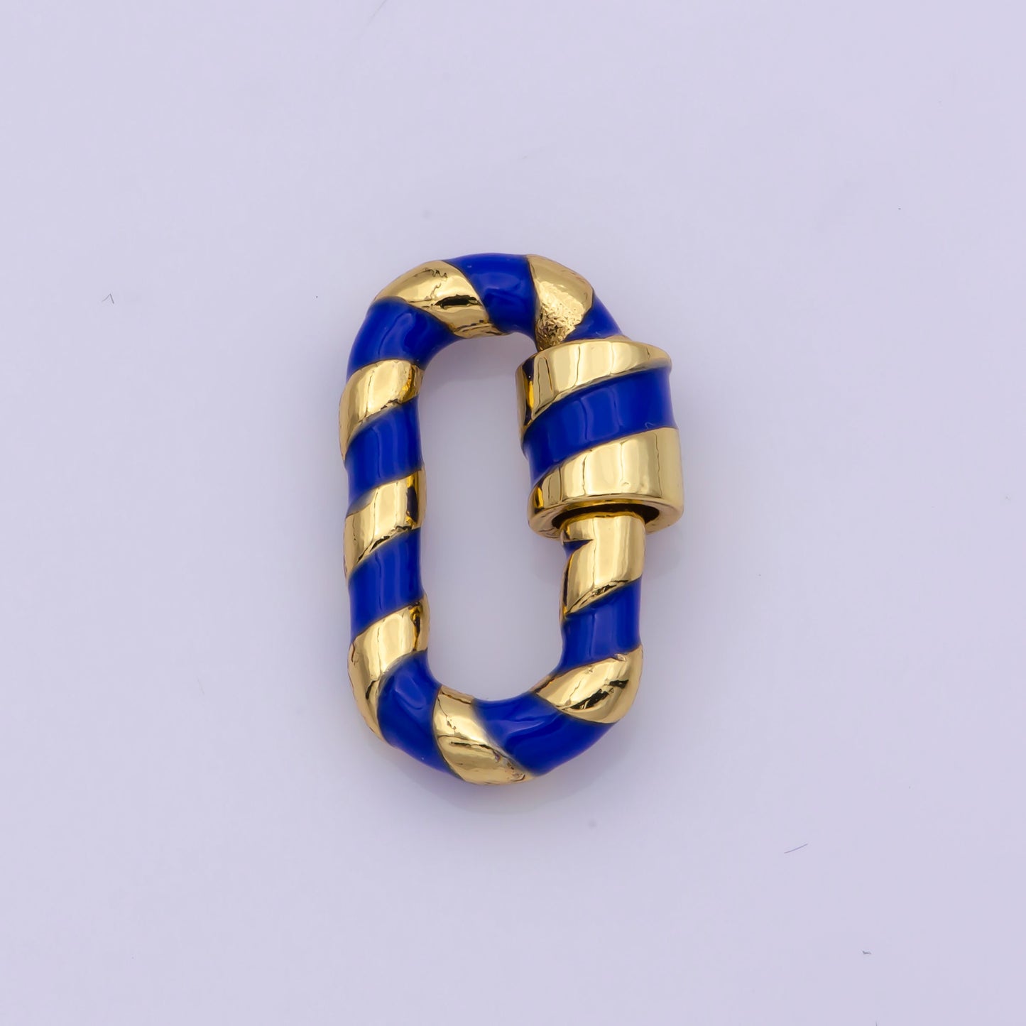 Tiny oval Rectangle Screw Clasp Colorful Carabiner Gold Enamel Clasp for Necklace Bracelet Interlocking Charm Connector Pink Teal Blue White