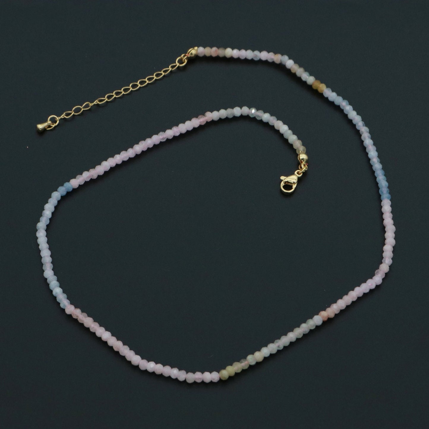 Dainty Pink Morganite Necklace | Candy Handmade Beaded Necklace Semi Precious Gemstone Necklace