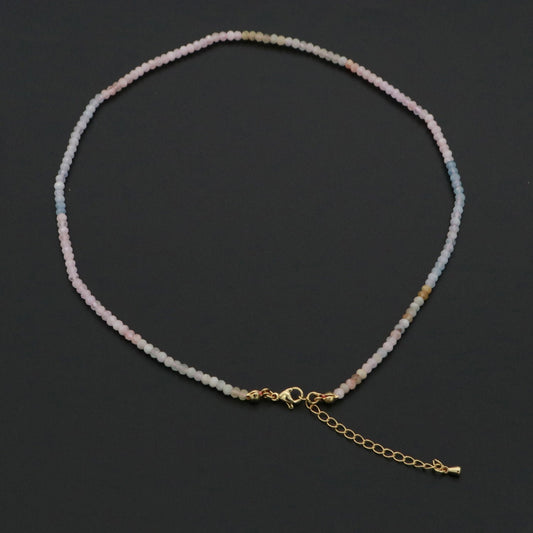 Dainty Pink Morganite Necklace | Candy Handmade Beaded Necklace Semi Precious Gemstone Necklace