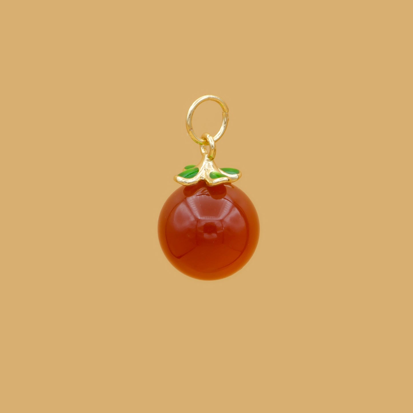 1pc Carnelian Stone Charm, Natural Stone Fruit Pendant Charm, Dainty Charm,Red Tomato Pendant, Gold Color, 483