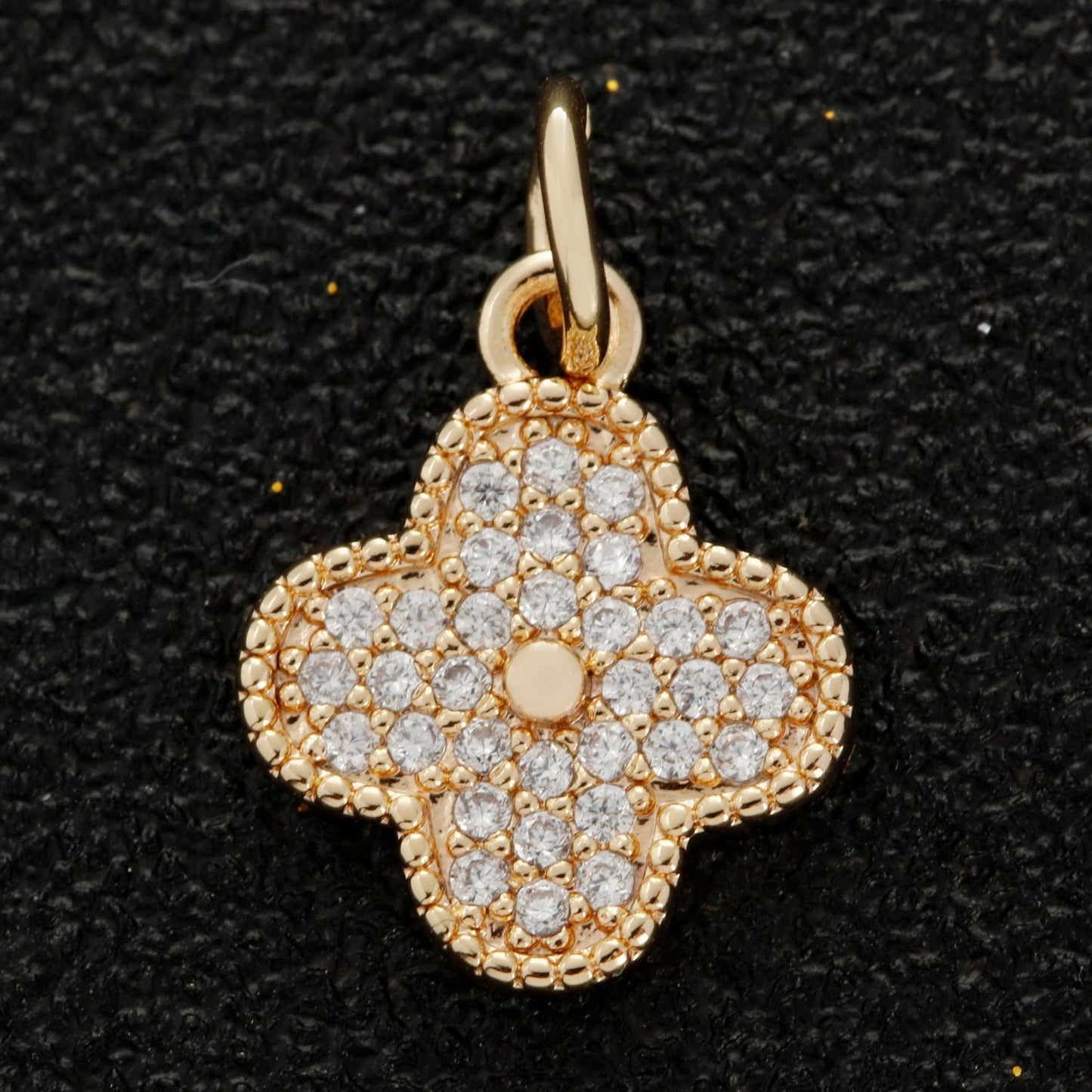 Dainty Clover Pendant Lucky Jewelry Component Add on Charm Micro Pave Shamrock Charm for Necklace Earring Bracelet Supply