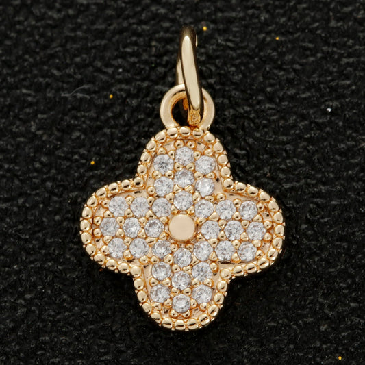 Dainty Clover Pendant Lucky Jewelry Component Add on Charm Micro Pave Shamrock Charm for Necklace Earring Bracelet Supply