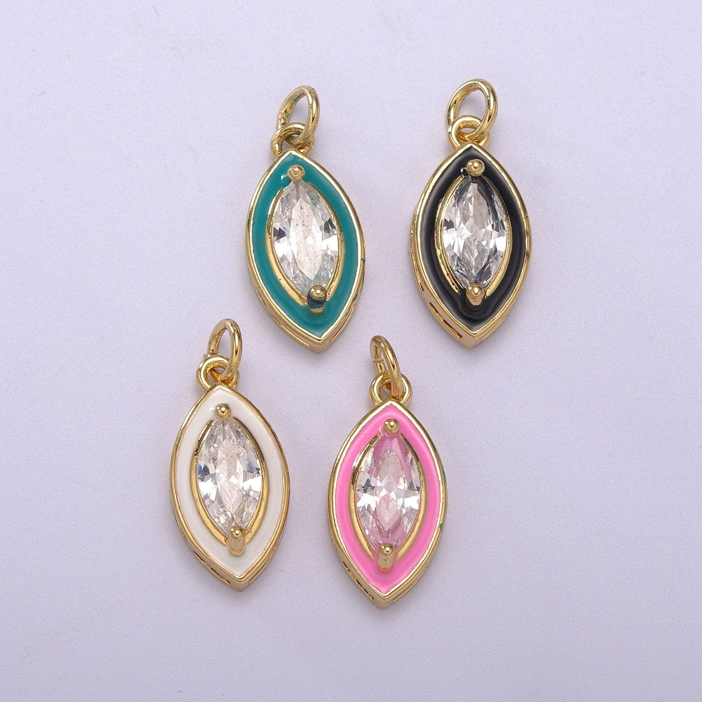 1Pc Gold Eye Enamel Solitaire CZ Charms, Cubic Evil Eye charm with color Enamel to choose Charm Medallion for Necklace,M-682-M685