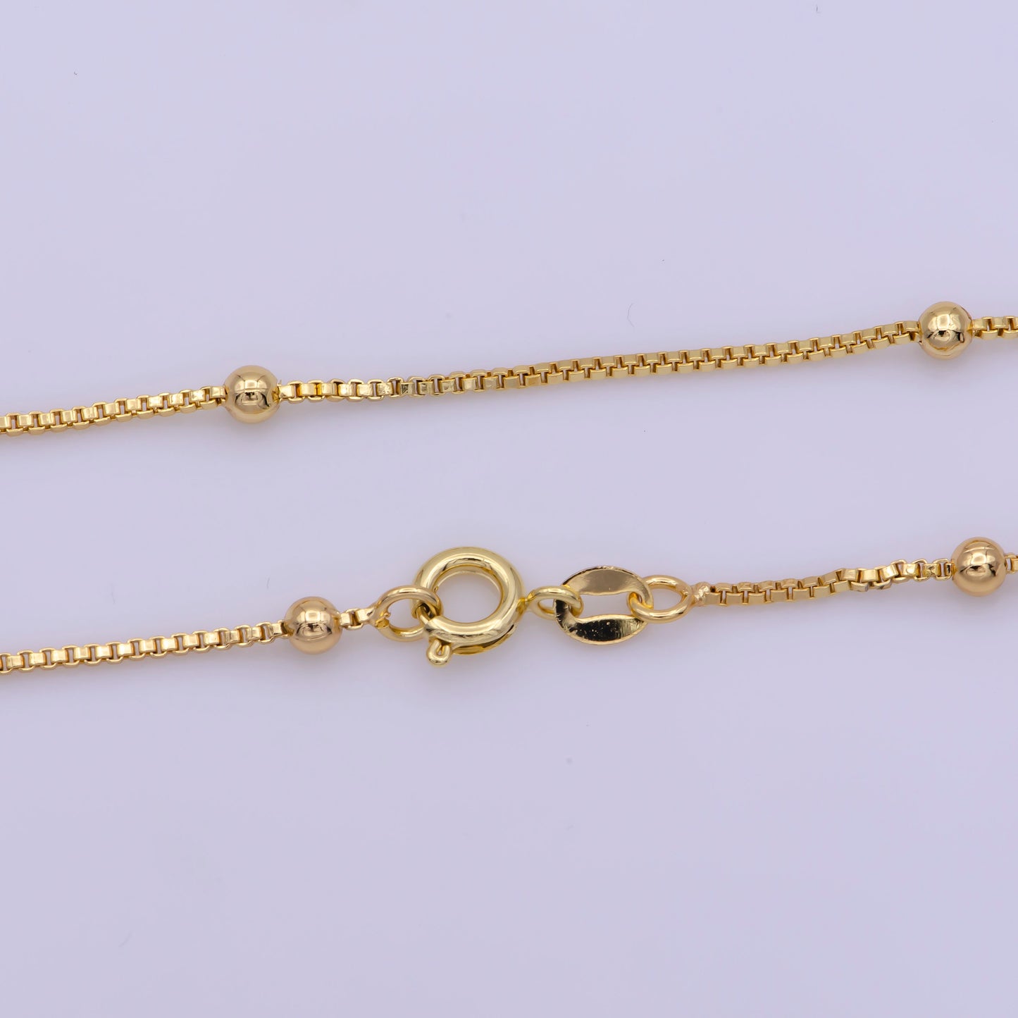 17.7'' Ready to Use Thin Box Necklace Chain, Layering Ball Box Chain Luxe Necklace, For Pendant Charm Necklace, WA 274